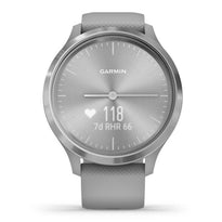 Garmin vívomove 3 - Silver stainless steel bezel with powder grey case and silicone band
