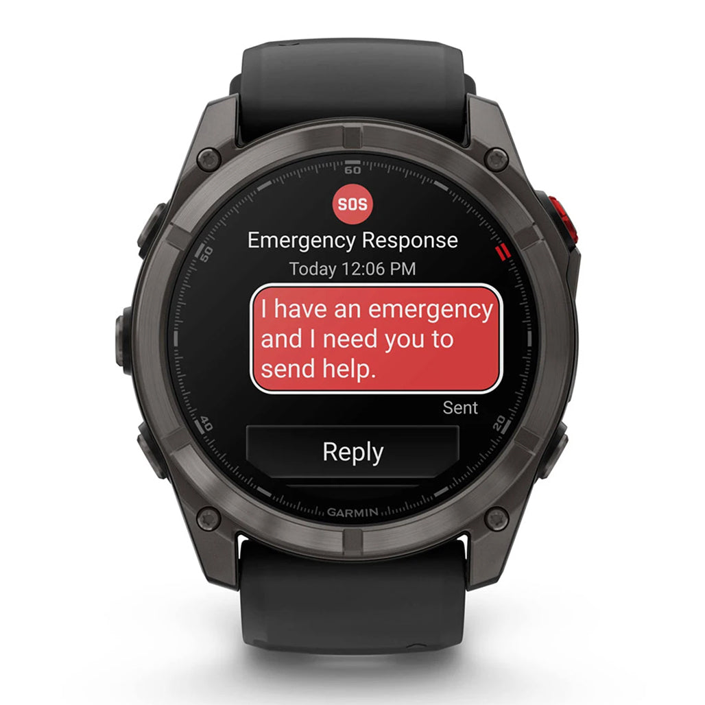 A Photo Of Garmin fēnix® 8 Pro – 51 mm, Amoled - Sapphire, Carbon Gray DLC Titanium with Black/Pebble Gray Silicone Band