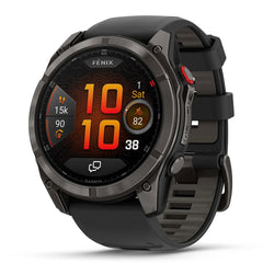 A Photo Of Garmin fēnix® 8 Pro – 51 mm, Amoled - Sapphire, Carbon Gray DLC Titanium with Black/Pebble Gray Silicone Band