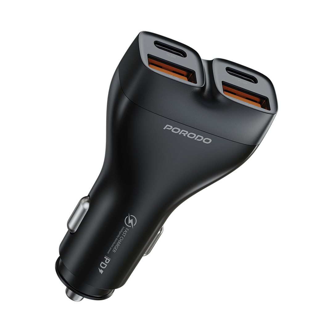 A Photo Of Porodo Dual Power Car Charger with USB-C to USB-C Cable - PDFWCH085CBK