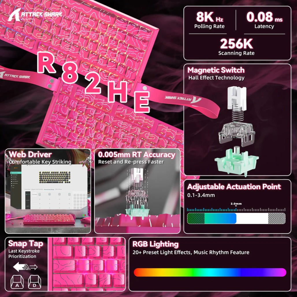 A Photo Of Attack Shark R82 HE - 75% Wired Magnetic Gaming Keyboard