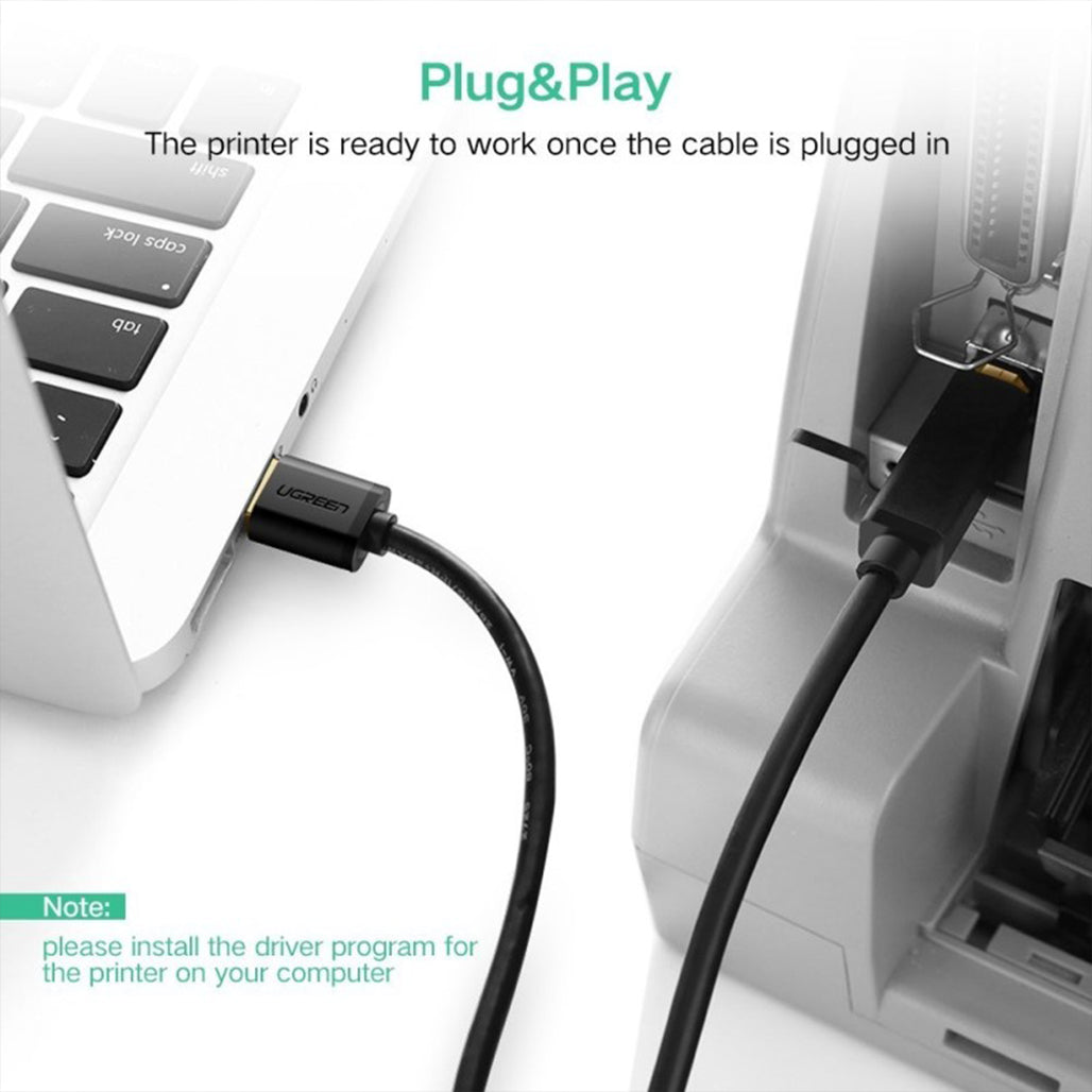A Photo Of UGREEN High-Speed USB Printer Cable – USB-A to USB-B 2.0, 1.5M/5M – Reliable Data Transfer