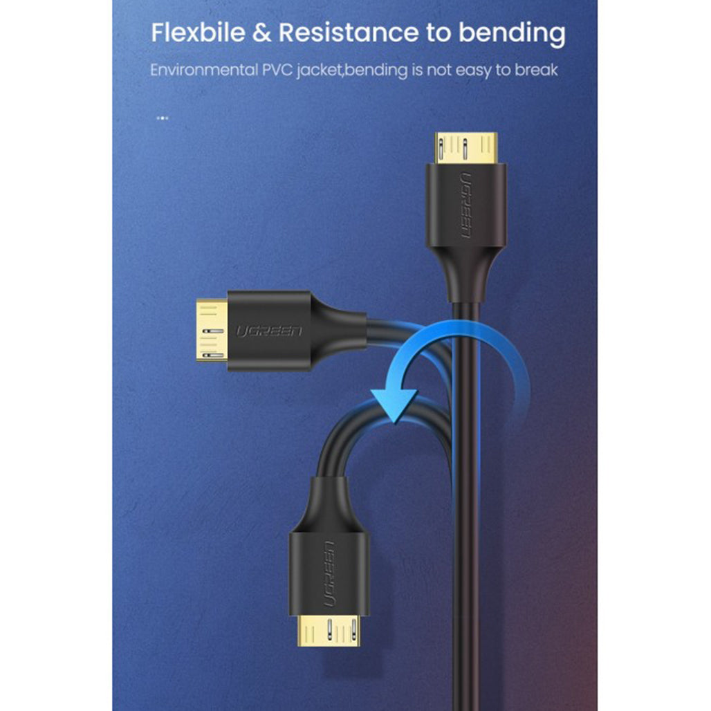 A Photo Of UGREEN USB 3.0 to Micro USB 3.0 Hard Drive Data Cable – 0.5M, High-Speed 5Gbps Transfer, Durable & Shielded