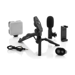 A Photo Of Innovagoods Plodni - Vlogging Kit with Light, Microphone and Remote Control - 6 Pieces - V0103587