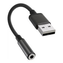 Porodo Audiolink Female 3.5mm Audio Jack to USB-A Adapter | 10cm Cable Length - Black Color | (PDCBL0041BK)