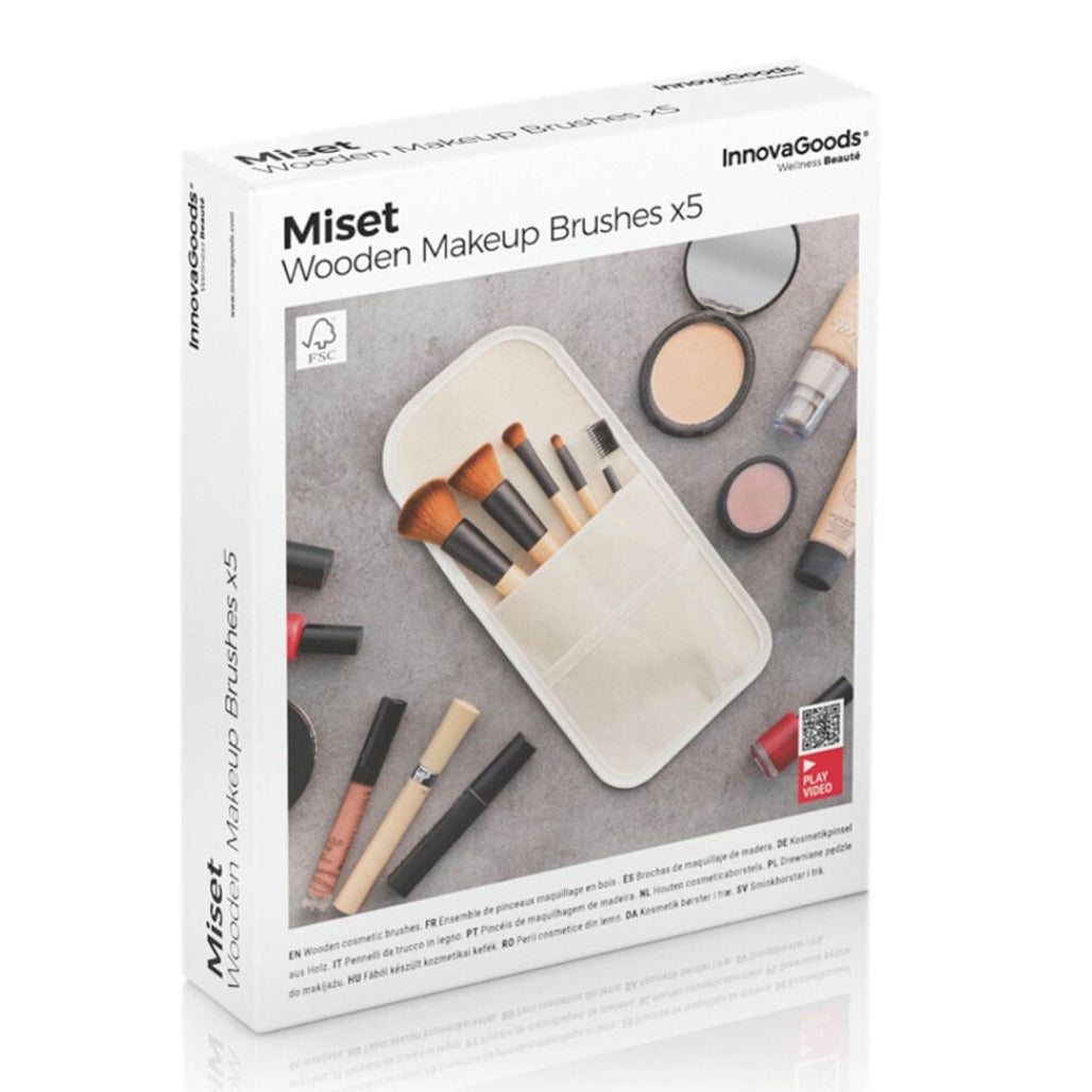 A Photo Of InnovaGoods Set of Wooden Make-up Brushes - 5 Pieces - V0103202