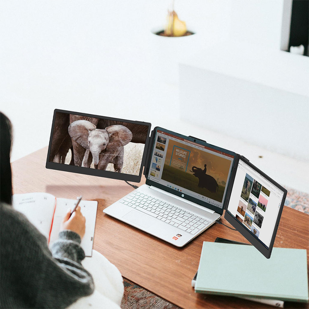 A Photo Of Maxfree S2 14″ Portable Laptop Screen Extender – Dual & Triple Display Monitor