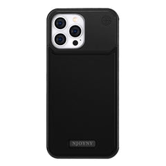 A Photo Of iPhone 15 Pro Aero Flex Premium Metallic Leather Case - Black