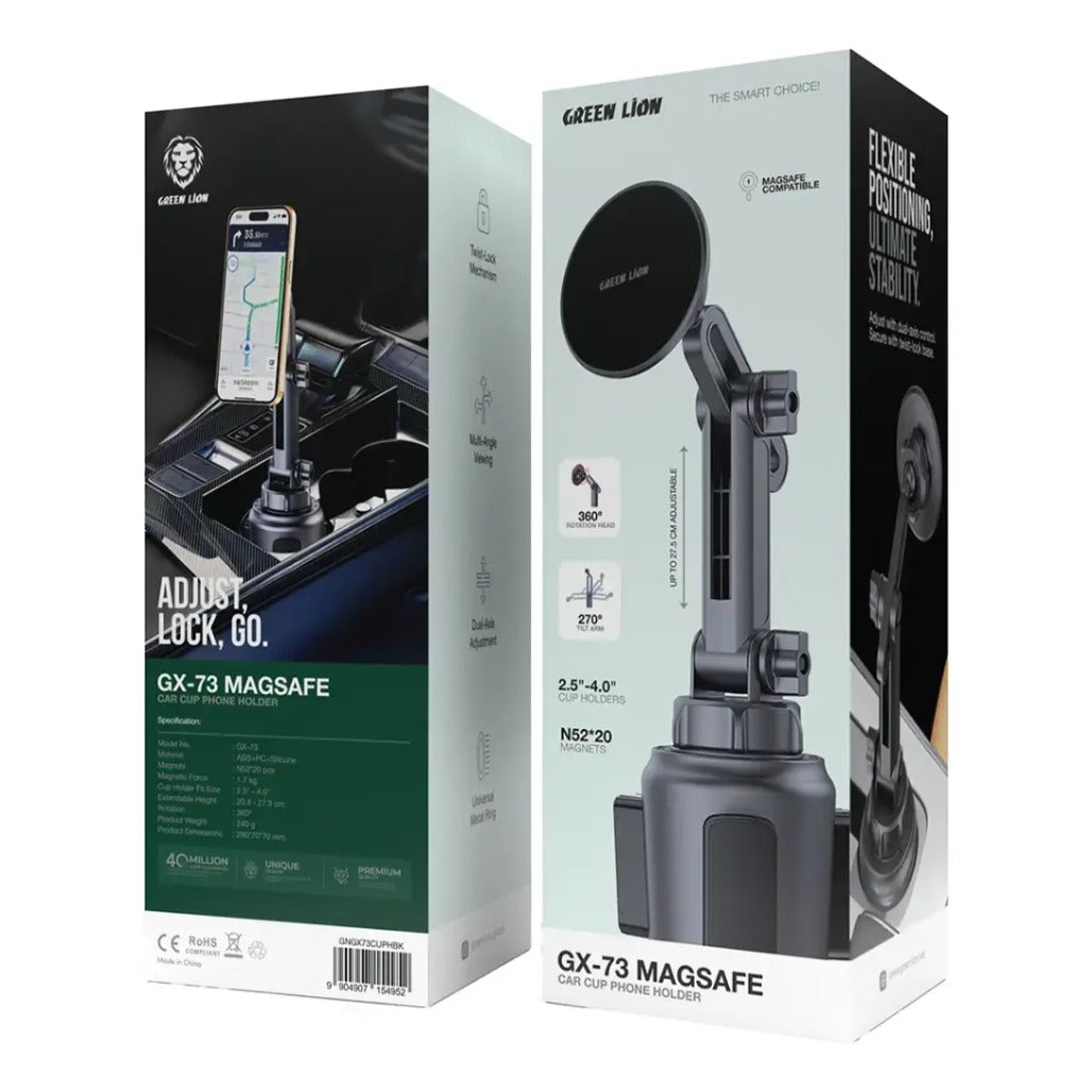 A Photo Of Green Lion GX-73 MagSafe Car Cup Phone Holder - Black
