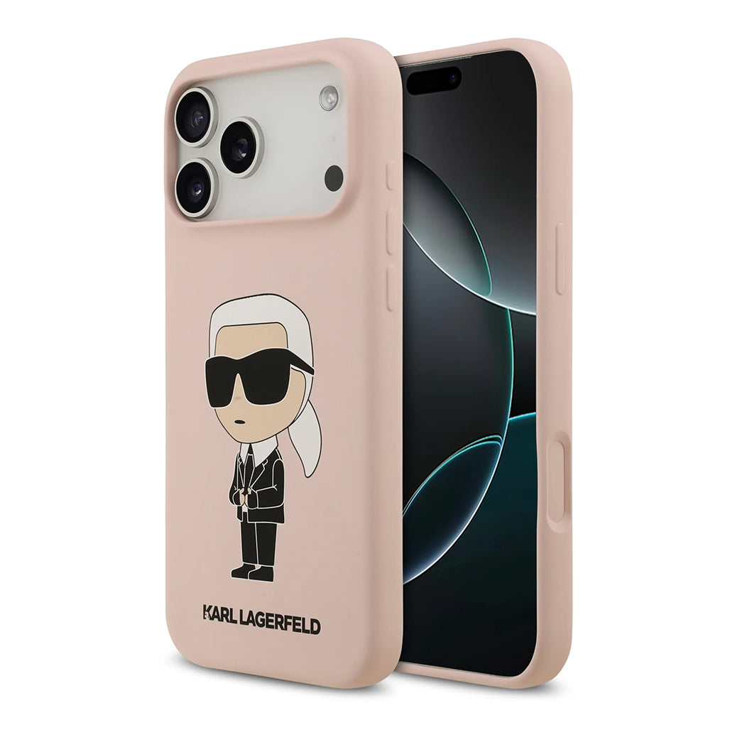 A Photo Of Karl Lagerfeld Liquid Silicone Case with Ikonik NFT Logo for iPhone 17 Pro Max