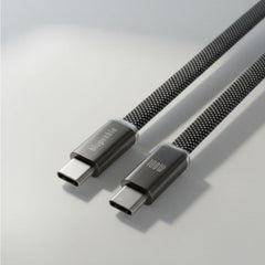 A Photo Of Blupebble POWERFLOW PD USB-C to USB-C Charge & Sync Flat Braided Cable - BP-PFFLAT1.2M100W-GY-SD26-J