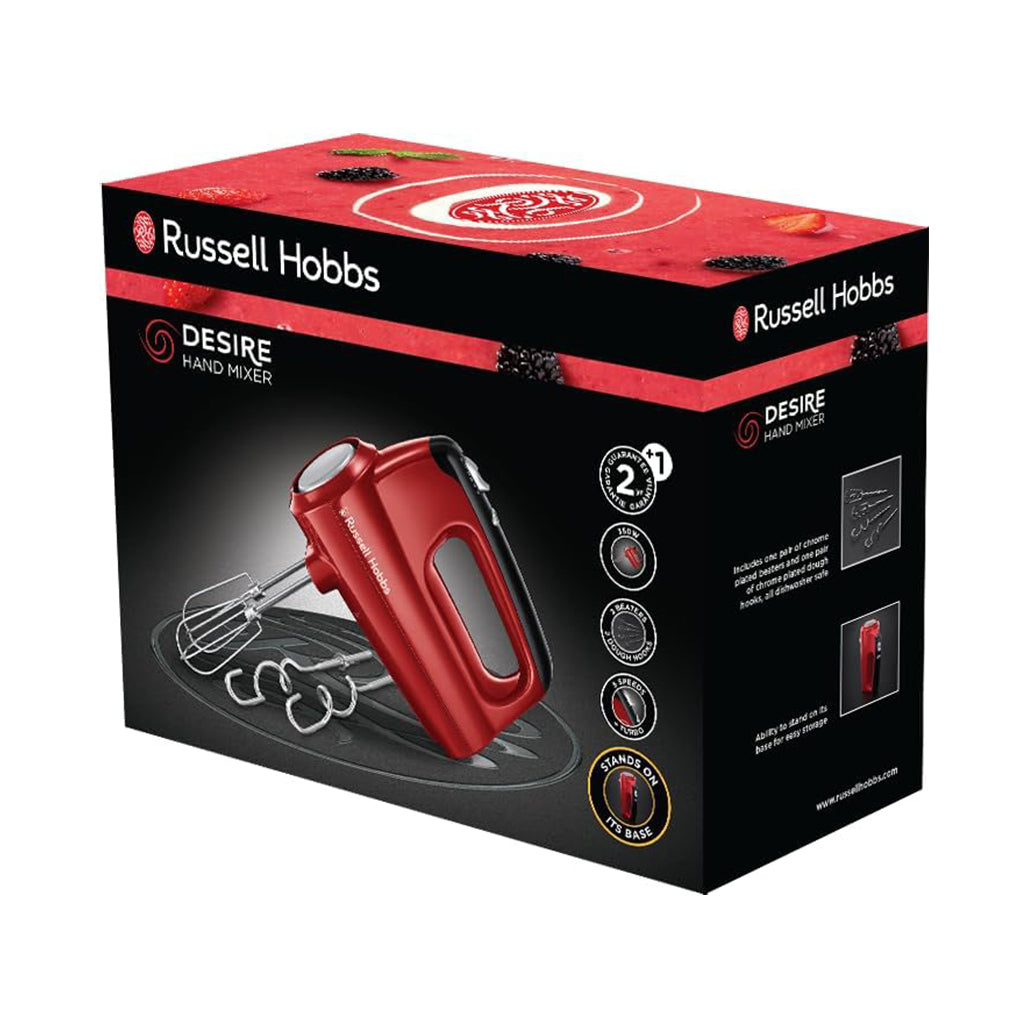 A Photo Of Russell Hobbs Desire 350W Hand Mixer with 5 Speeds, Turbo Function, Beaters & Dough Hooks