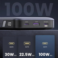 UGreen 100W 20000mAh Power Bank | Fast Charge 3 Devices, High-Speed Recharge, LED Display
