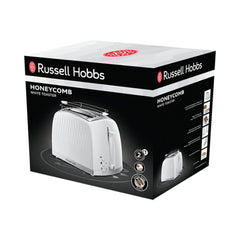 A Photo Of Russell Hobbs Honeycomb White 2 Slice Toaster – Extra Wide Slots