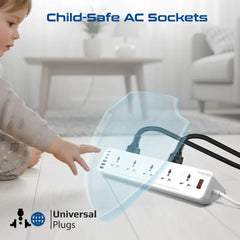 A Photo Of Promate PowerMatrix2-5M - 10AC Socket Space Efficient Power Strip with Multiple Fast Charging USB Ports