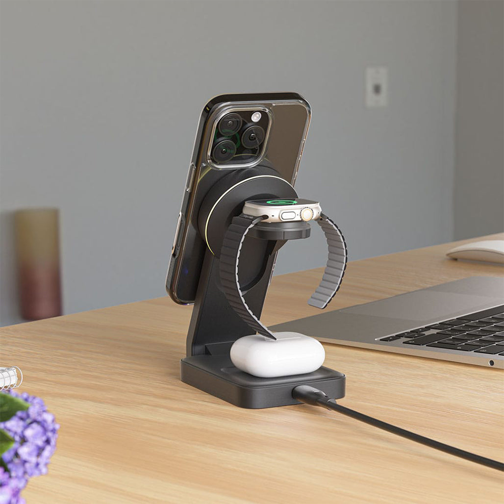 A Photo Of Blupebble 3 in 1 Qi2 Wireless Foldable MagSafe Charging Stand