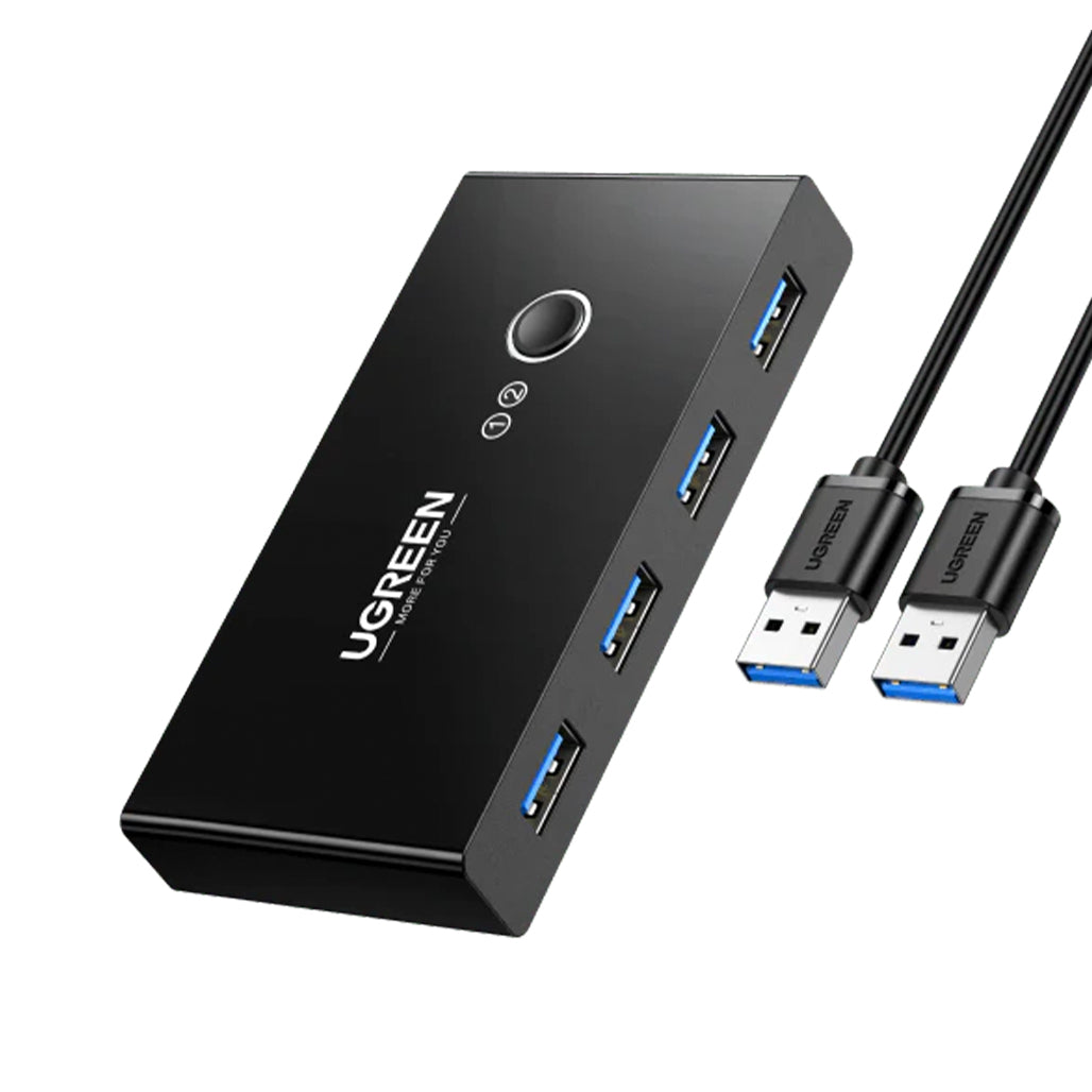 A Photo Of UGREEN USB 3.0 4-Port Switch – High-Speed Data Sharing Hub with LED Indicator & Touch Button