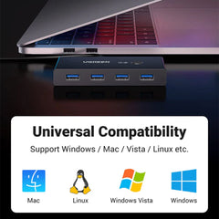 A Photo Of UGREEN USB 3.0 4-Port Switch – High-Speed Data Sharing Hub with LED Indicator & Touch Button