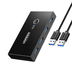 A Photo Of UGREEN USB 3.0 4-Port Switch – High-Speed Data Sharing Hub with LED Indicator & Touch Button