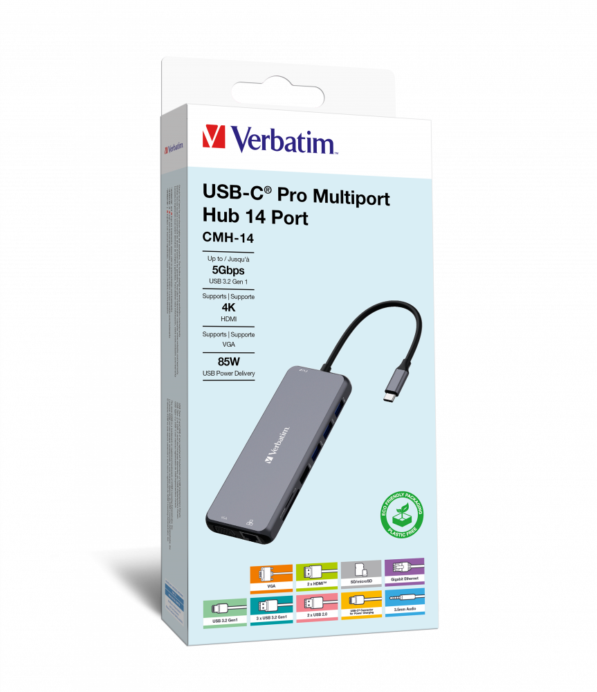 A Photo Of Verbatim USB-C Pro 14-Port Multiport Hub