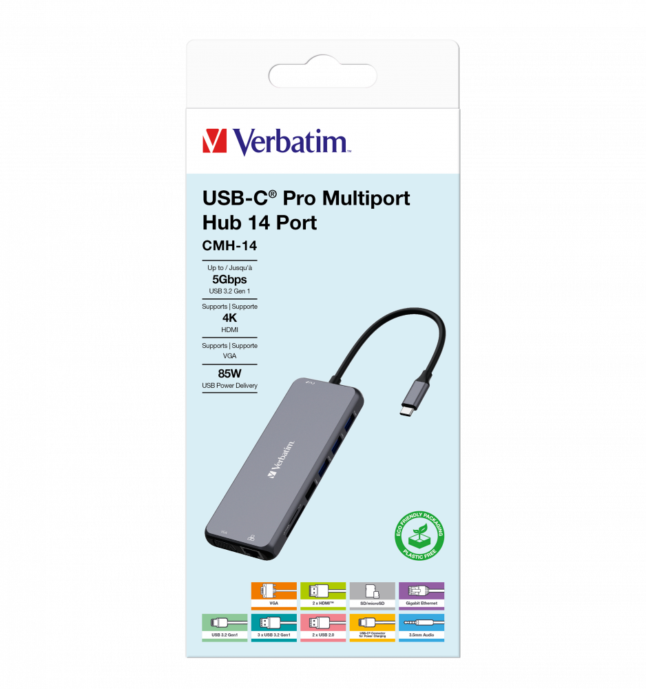 A Photo Of Verbatim USB-C Pro 14-Port Multiport Hub