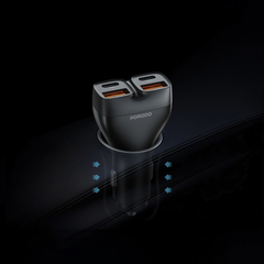 A Photo Of Porodo Dual Power Car Charger with USB-C to USB-C Cable - PDFWCH085CBK