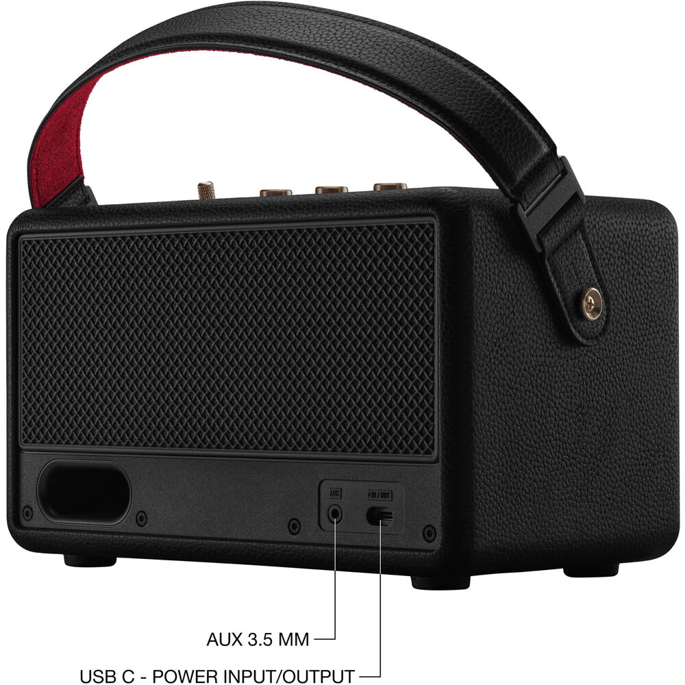 A Photo Of Marshall Kilburn III Portable Bluetooth Speaker - Black & Brass