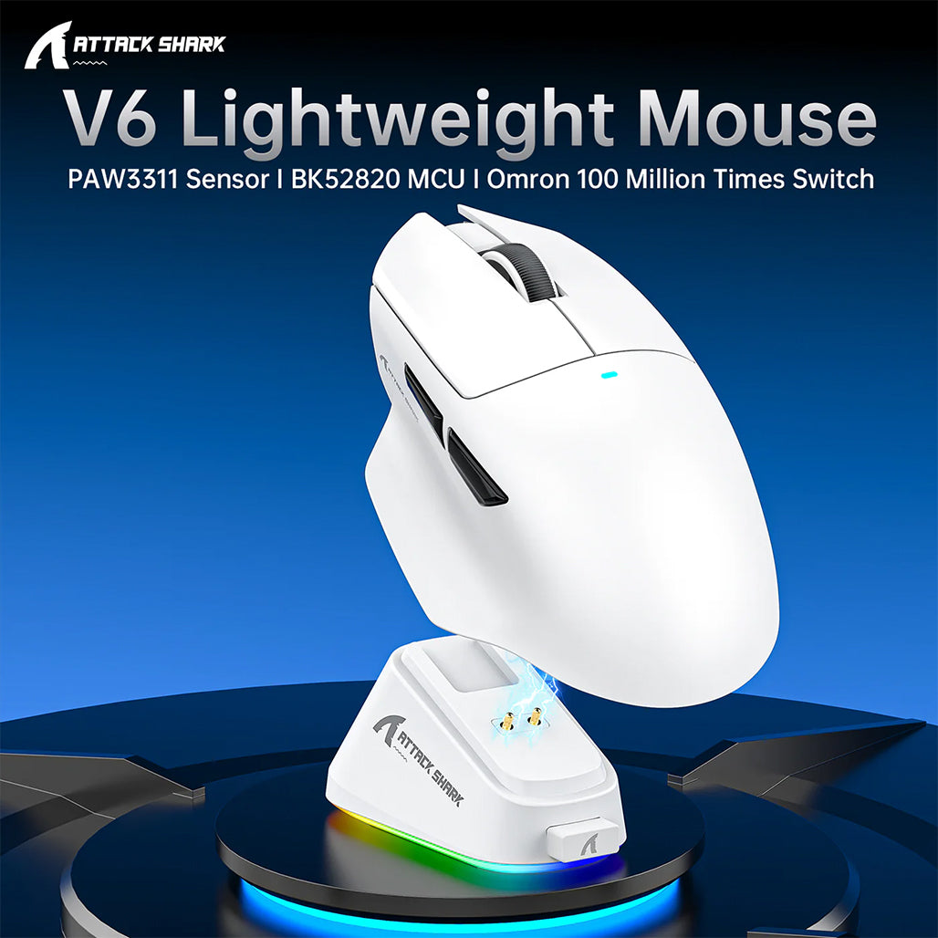 A Photo Of ATTACK SHARK V6 Ultra-Light Tri-Mode Gaming Mouse
