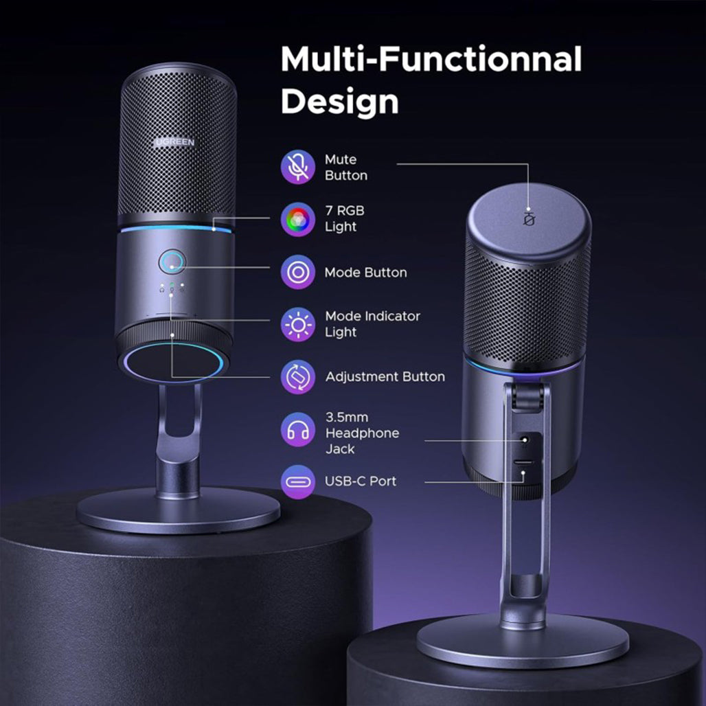 A Photo Of UGREEN USB Microphone for PC with RGB Lights