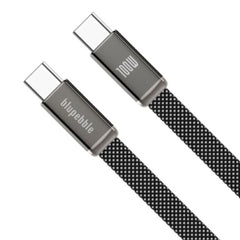 A Photo Of Blupebble POWERFLOW PD USB-C to USB-C Charge & Sync Flat Braided Cable - BP-PFFLAT1.2M100W-GY-SD26-J
