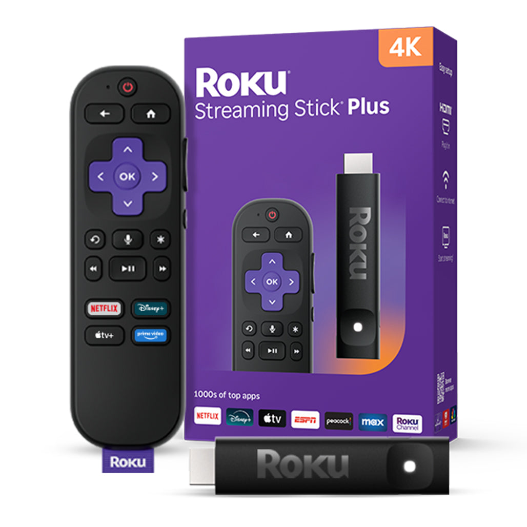 A Photo Of Roku Streaming Stick Plus - 4K HDR Streaming Device with Voice Remote - 3830R