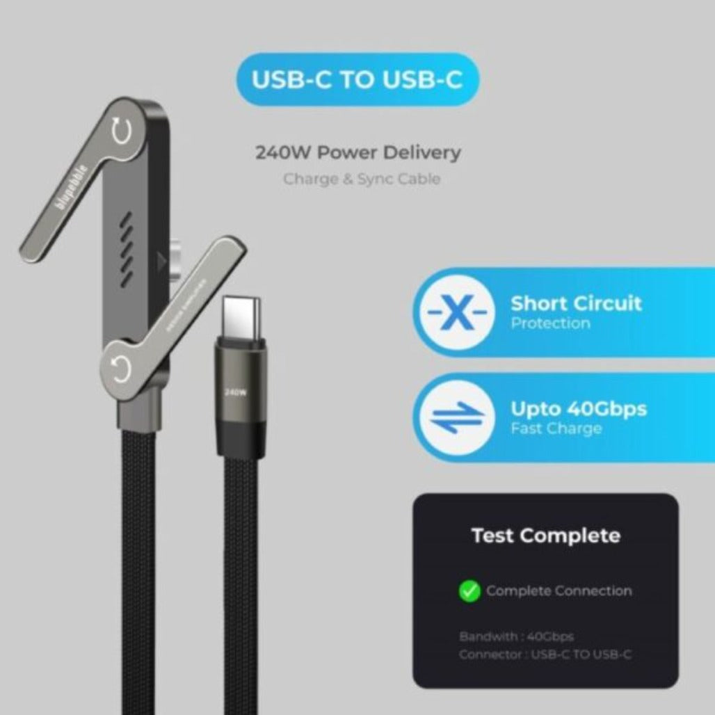 A Photo Of Blupebble POWERFLOW PD 240W USB-C to USB-C Flat Braided Cable
