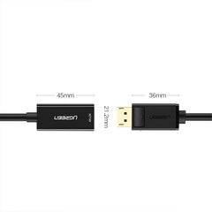 A Photo Of UGREEN DisplayPort to HDMI Adapter Cable (Male to Female) – 4K@30Hz, Unidirectional, 25cm, Black