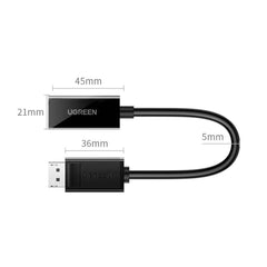 A Photo Of UGREEN DisplayPort to HDMI Adapter Cable (Male to Female) – 4K@30Hz, Unidirectional, 25cm, Black