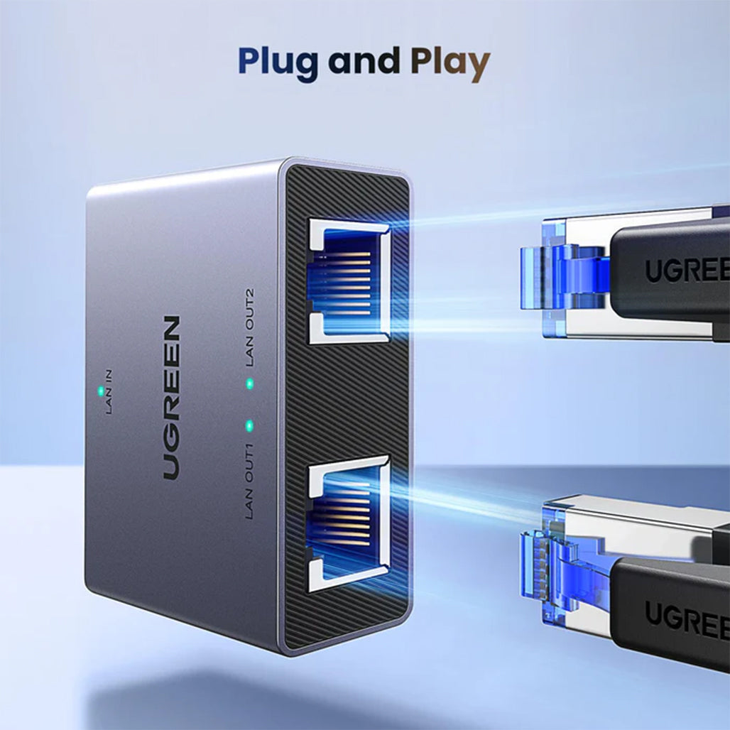 A Photo Of UGREEN 1 to 2 Gigabit Ethernet Splitter – High-Speed 1000Mbps LAN Adapter for Stable Network Connection