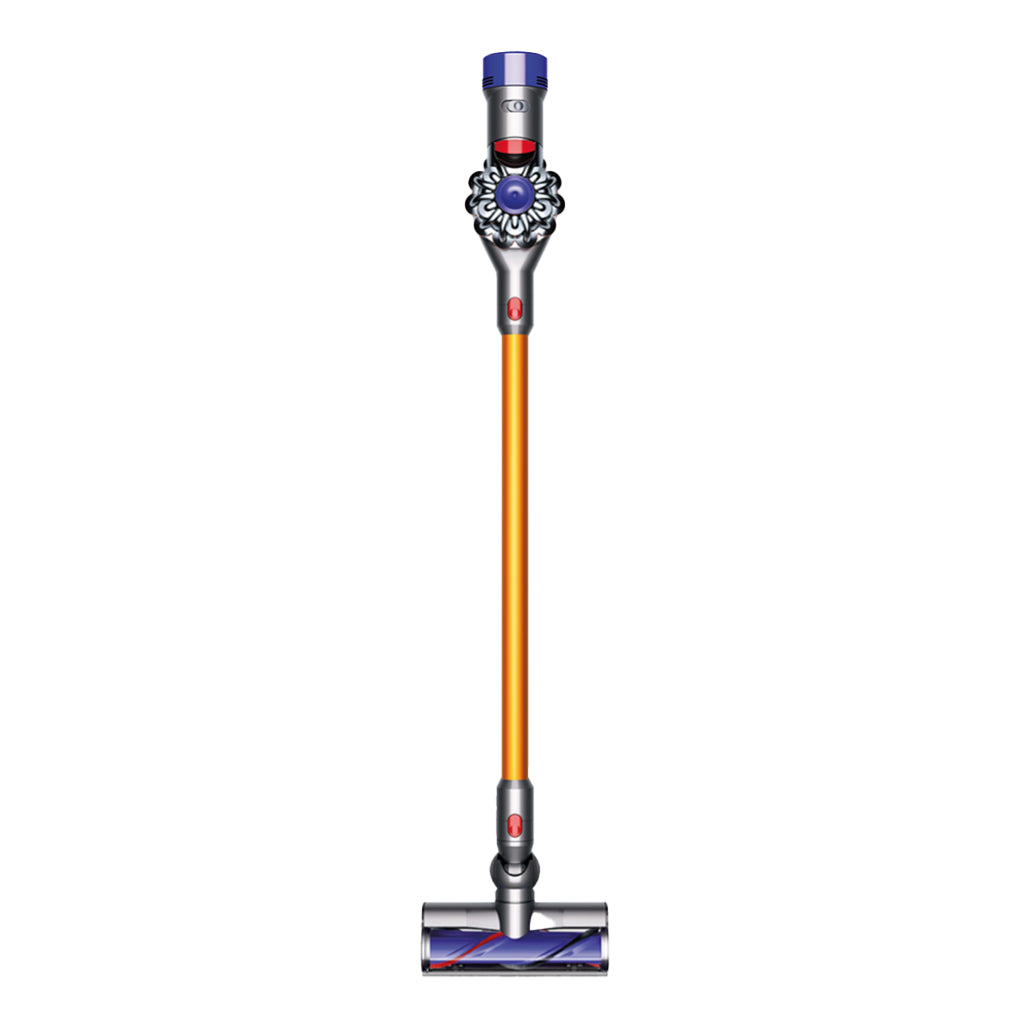 A Photo Of Dyson V8™ Absolute Vacuum Cleaner in Nickel and yellow – Powerful, Versatile, and Low-Noise Cleaning Solution
