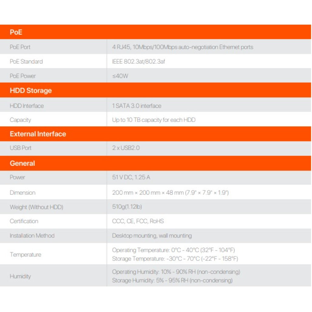 A Photo Of Tenda HD Network Video Recorder Poe 4 Channels N6P-4H