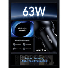 A Photo Of Ugreen 63W USB C Car Charger Adapter