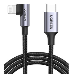 A Photo Of Ugreen USB-C to Angled Lightning Braided Cable – MFi Certified Fast Charging