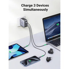 A Photo Of Ugreen 65W GaN Travel Charger – 3-Port Fast Charging Adapter with International Plugs