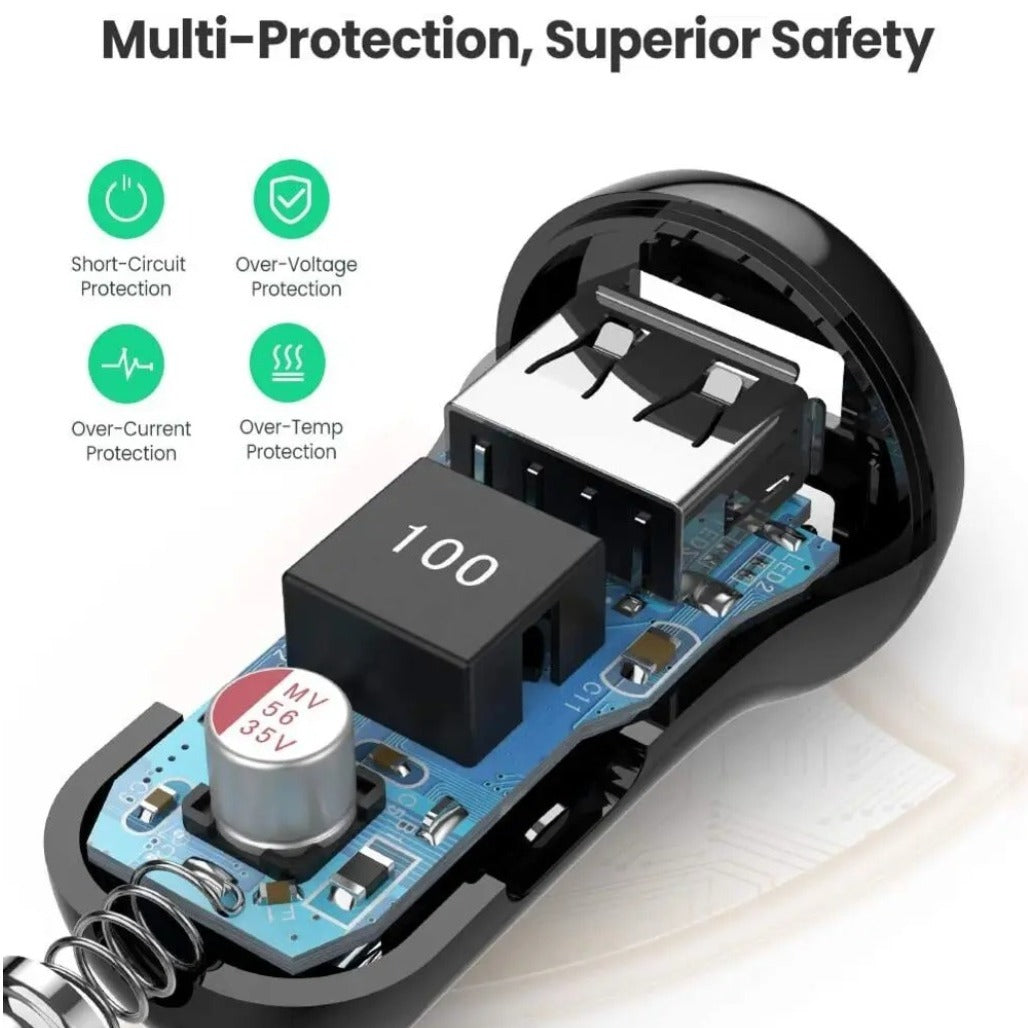 A Photo Of Ugreen 24W Dual USB Car Charger 4.8A Fast Charging Adapter