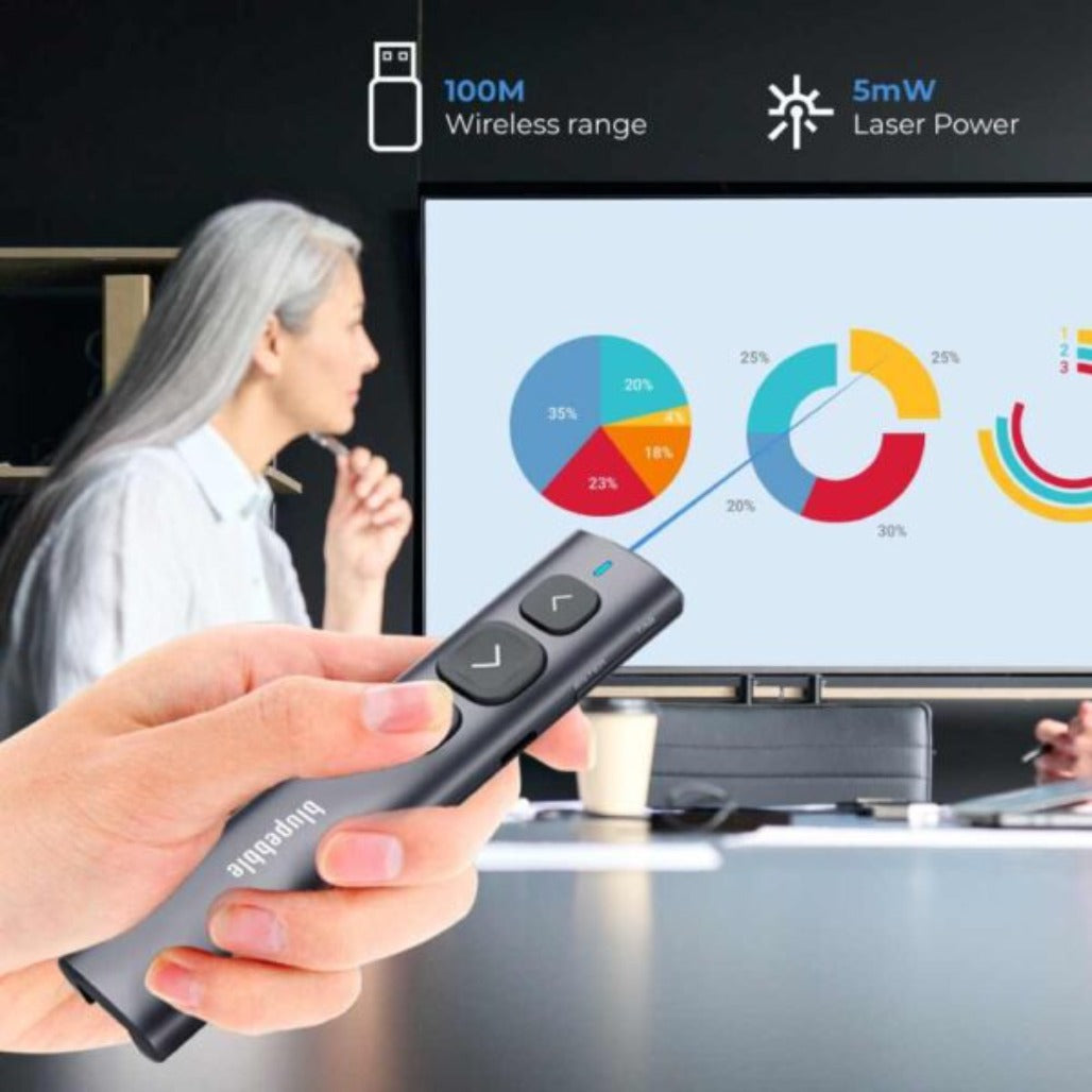 A Photo Of Blupebble Wand BT Remote Presenter - BP-WANDBT-GY-SD26-J