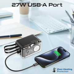 A Photo Of Promate 65W Multi-Device Charging Transparent Power Bank