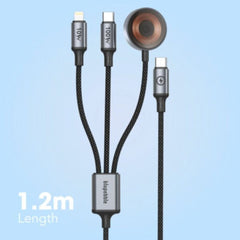 A Photo Of Blupebble PowerFlow USB-C to USB-C Cable - 1.2m - BP-PF3IN1-BK-SD26-J