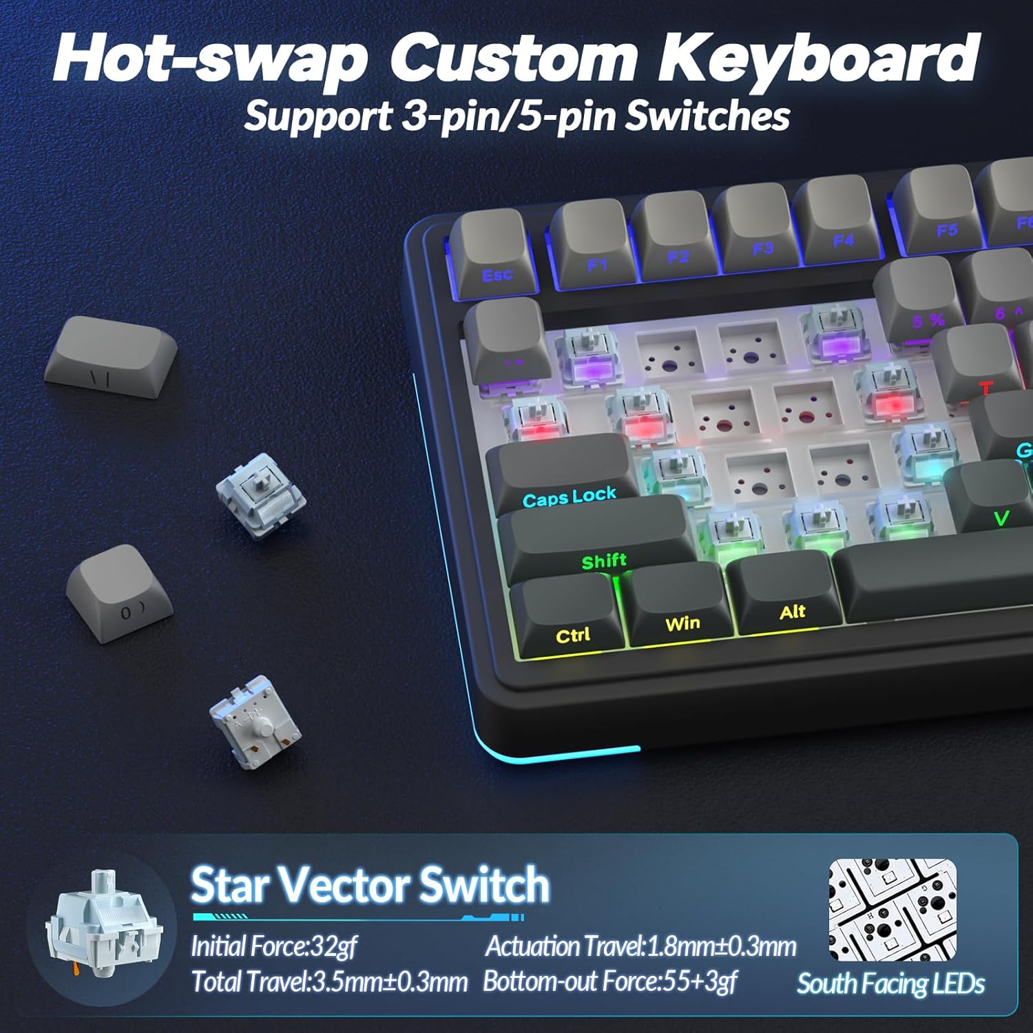 A Photo Of Aula S75 Pro - Wireless Mechanical Keyboard