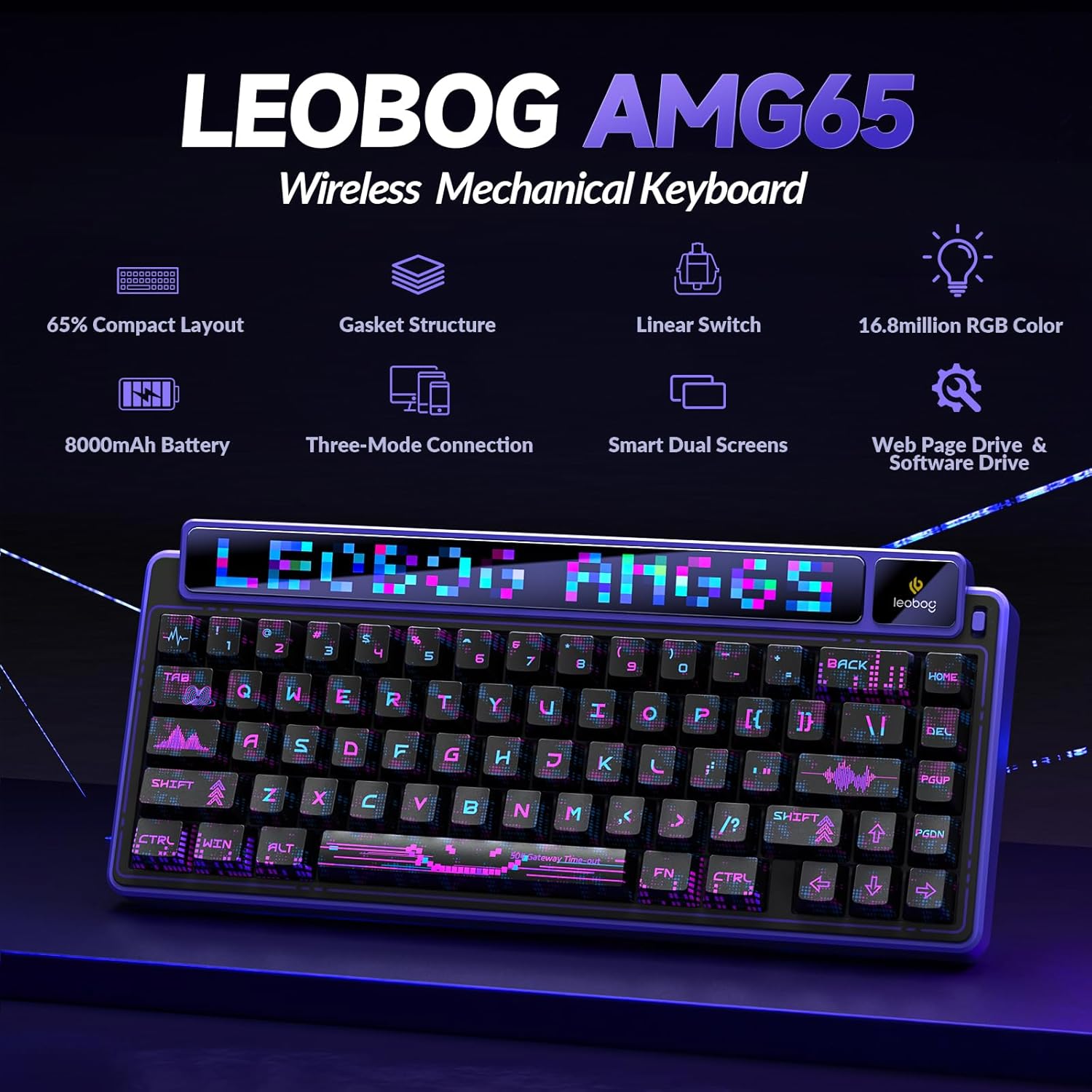 A Photo Of LEOBOG x AULA AMG 65 - Wireless Mechanical Keyboard - White