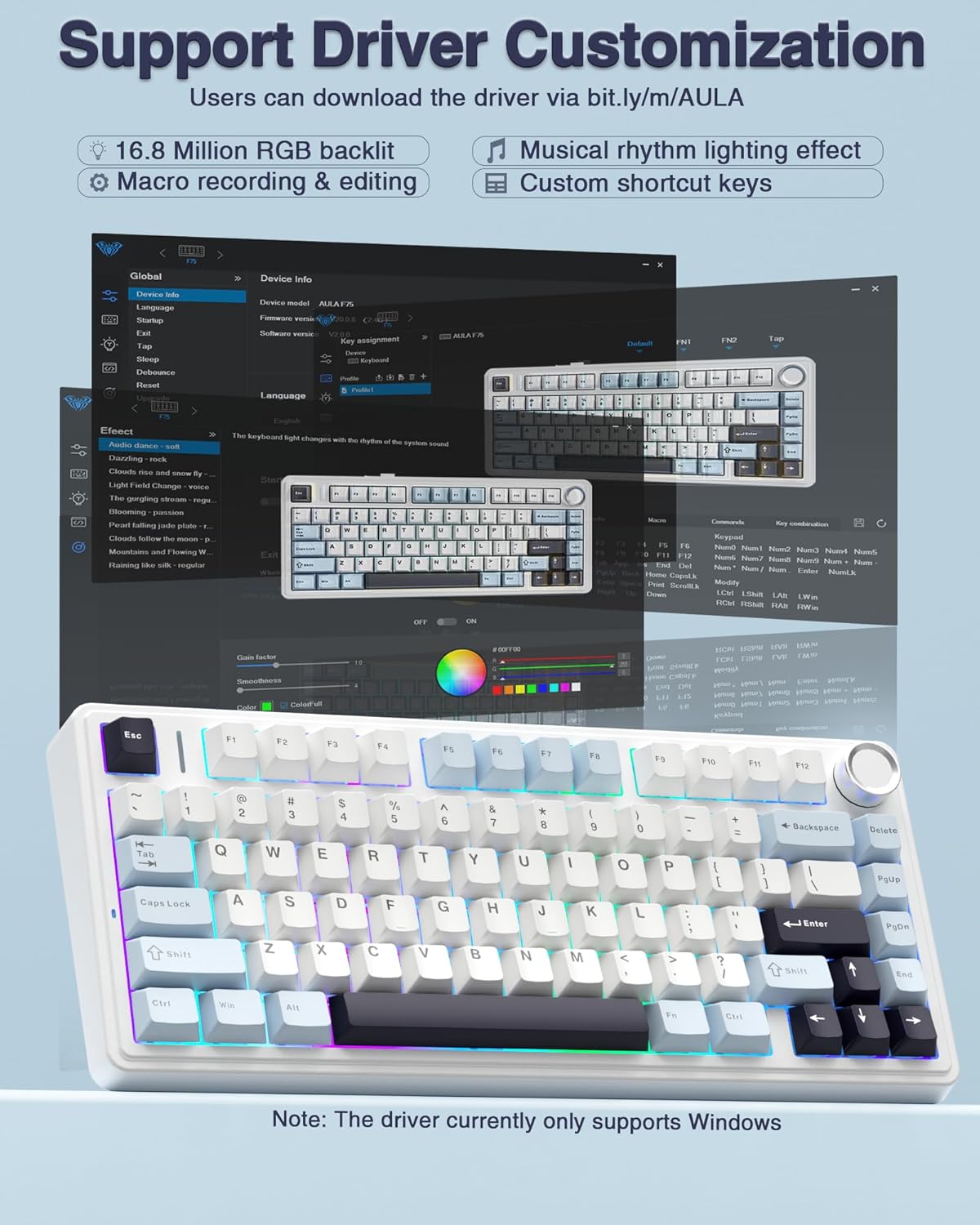 A Photo Of Aula F75 Max - Wireless Mechanical Keyboard - Reaper Switch