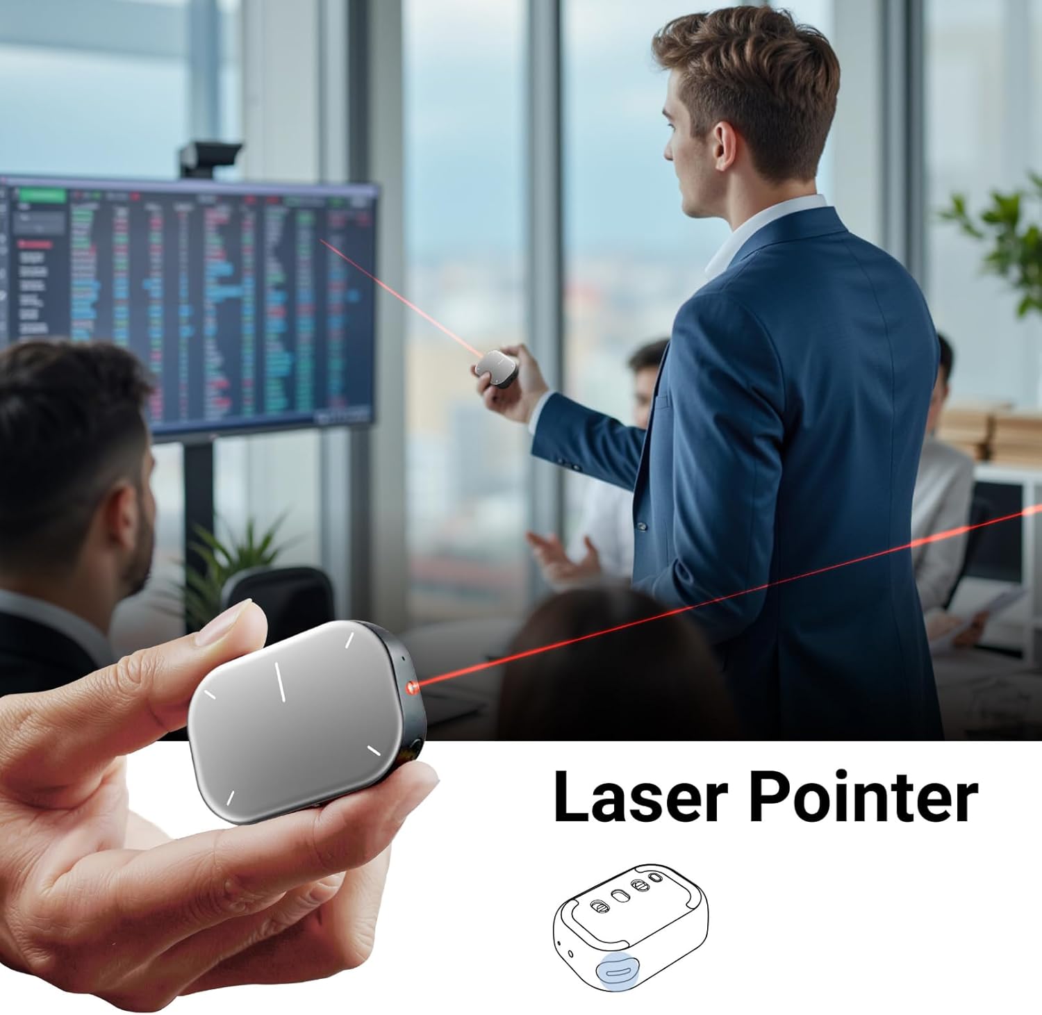 A Photo Of Cheerdots2 Bluetooth Detachable Air Mouse - Touchpad Mouse with Voice Recording and Laser Pointer