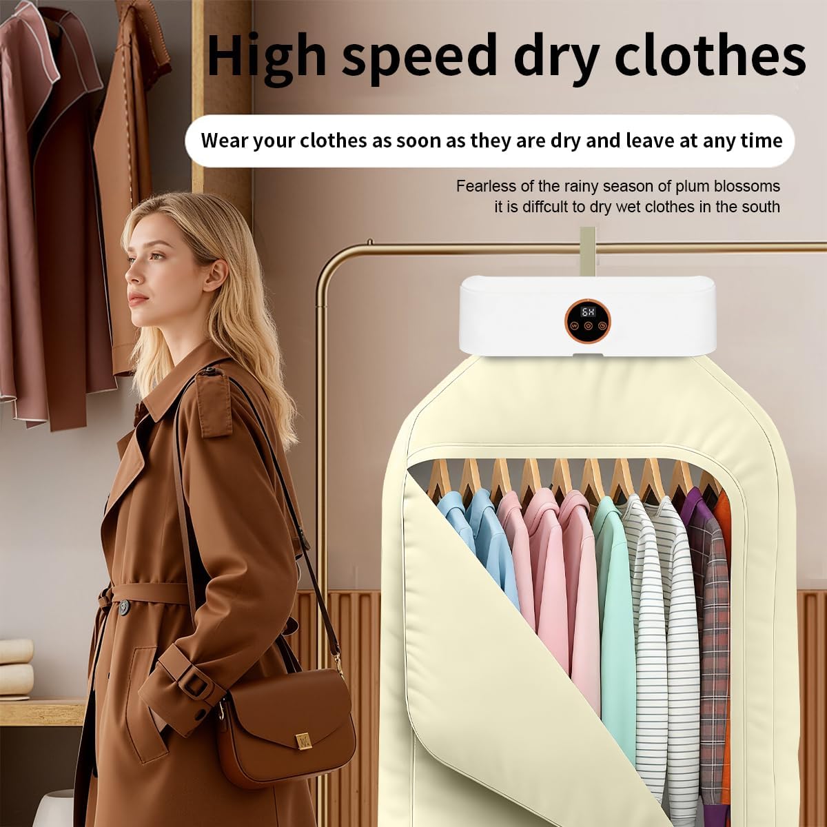 A Photo Of HU Home Portable Clothes Dryer - 600W Foldable Electric Clothes Drying Machine