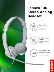 A Photo Of Lenovo 100 Stereo Analog Headset - Wired 3.5mm with 180° Rotatable Boom Microphone